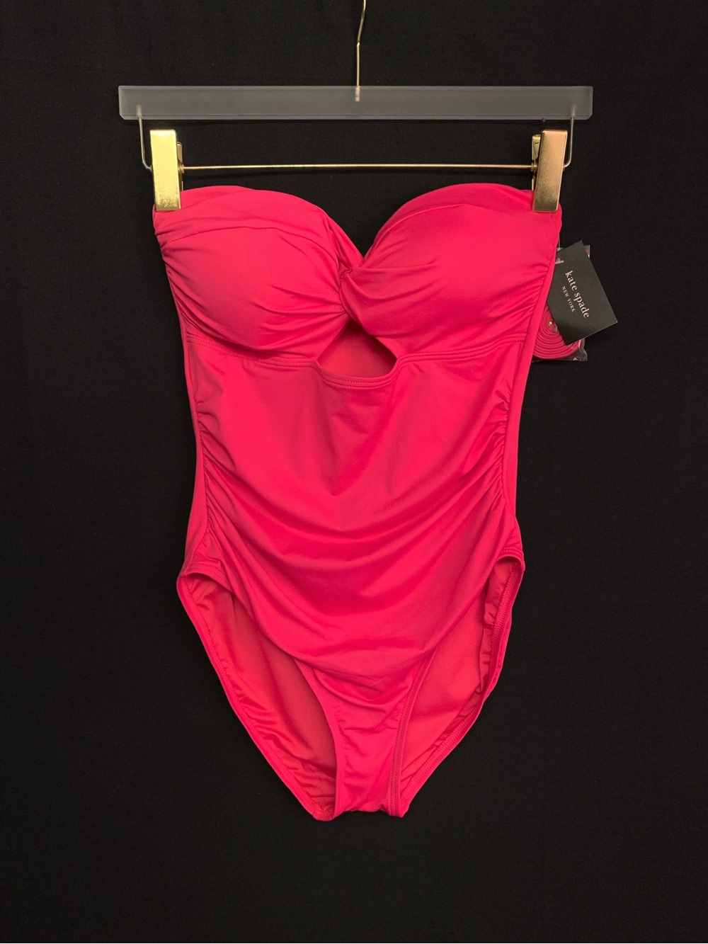 KATE SPADE One Piece Bandeau Swimsuit w/ Convertible Straps MEDIUM Rose Jam NWT